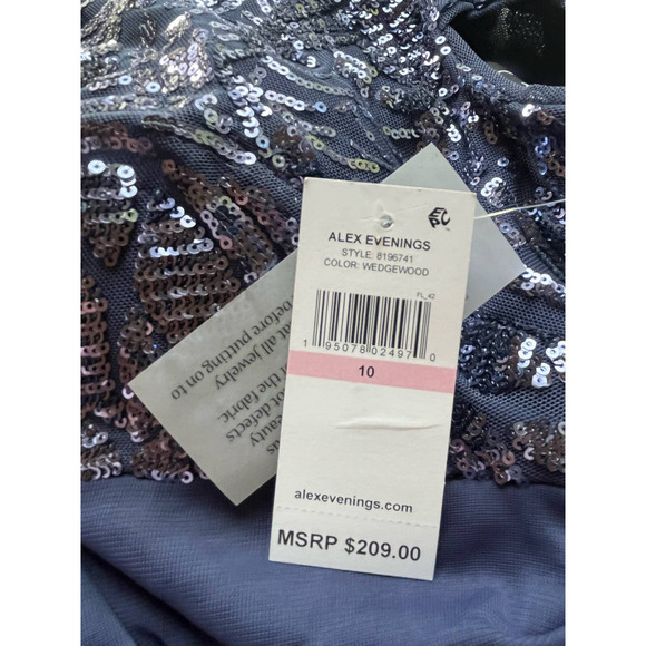 Alex Evenings Sequin Ruched Chiffon Column Gown in NAVY Size 10 NWT MSRP $209 - Picture 11 of 16